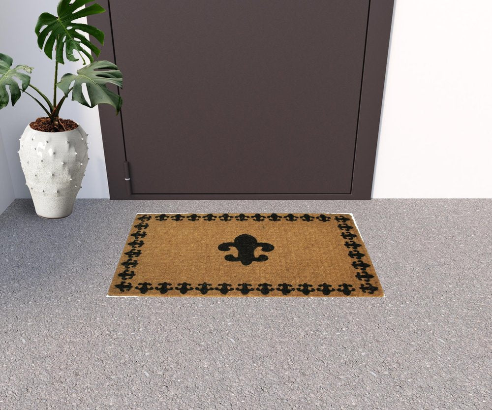 18" X 30" Brown and Black Coir Abstract Outdoor Door Mat