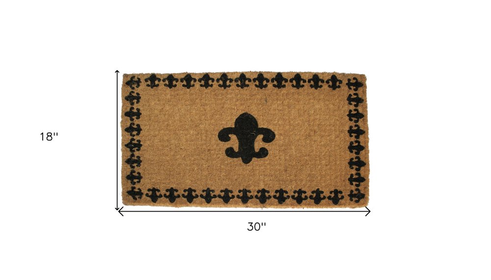 18" X 30" Brown and Black Coir Abstract Outdoor Door Mat