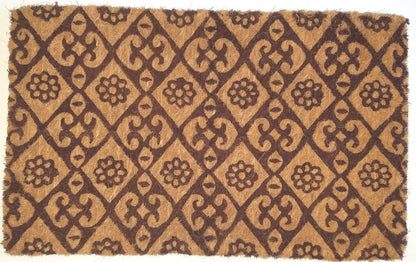 18" X 30" Brown Coir Floral Outdoor Door Mat