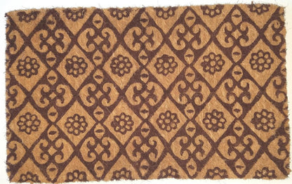 18" X 30" Brown Coir Floral Outdoor Door Mat