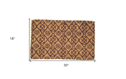 18" X 30" Brown Coir Floral Outdoor Door Mat