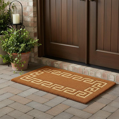 36" X 60" Brown Coir Greek Key Outdoor Door Mat