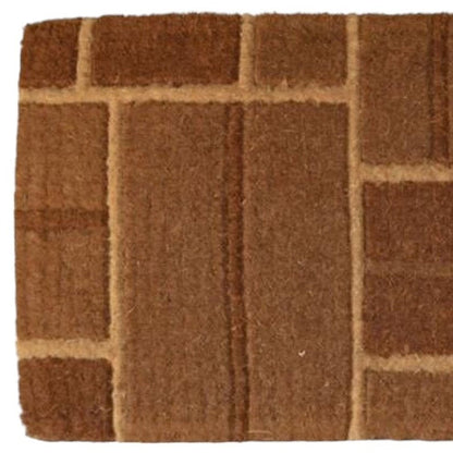 18" X 30" Brown Coir Geometric Bricks Outdoor Door Mat