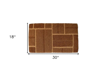 18" X 30" Brown Coir Geometric Bricks Outdoor Door Mat