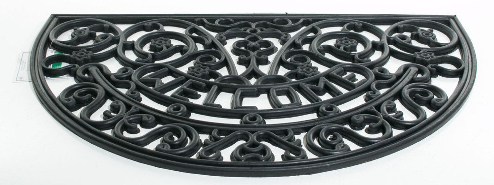 18" X 30" Black Rubber Welcome Outdoor Semi Circle Door Mat