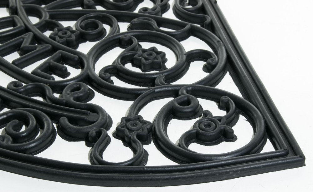 18" X 30" Black Rubber Welcome Outdoor Semi Circle Door Mat