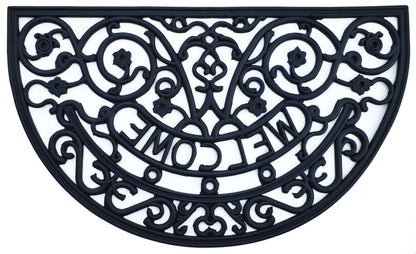 18" X 30" Black Rubber Welcome Outdoor Semi Circle Door Mat