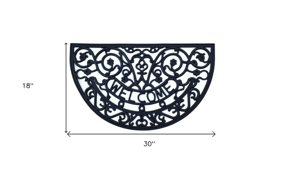 18" X 30" Black Rubber Welcome Outdoor Semi Circle Door Mat