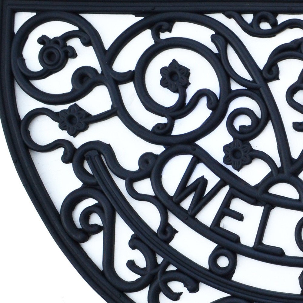 18" X 30" Black Rubber Welcome Outdoor Semi Circle Door Mat