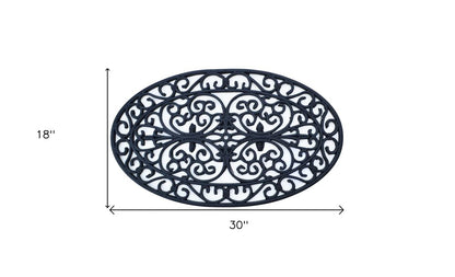 18" X 30" Black Rubber Outdoor Oval Door Mat
