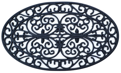 18" X 30" Black Rubber Outdoor Oval Door Mat