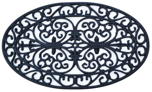 18" X 30" Black Rubber Outdoor Oval Door Mat