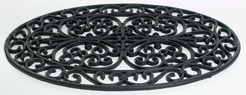 18" X 30" Black Rubber Outdoor Oval Door Mat