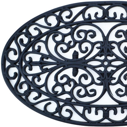 18" X 30" Black Rubber Outdoor Oval Door Mat