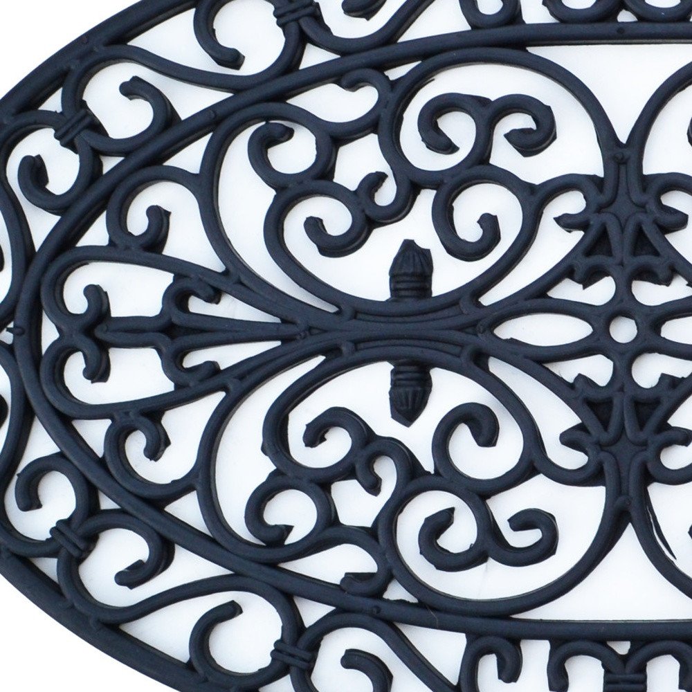 18" X 30" Black Rubber Outdoor Oval Door Mat
