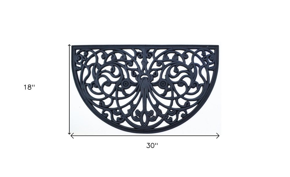 18" X 30" Black Rubber Outdoor Semi Circle Door Mat