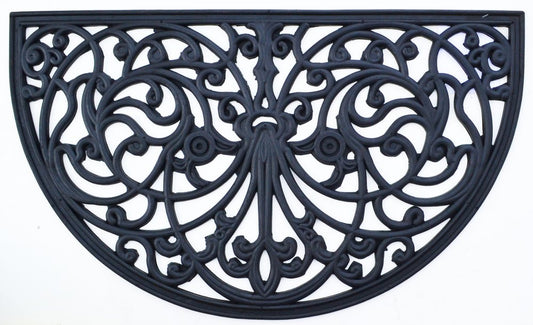 18" X 30" Black Rubber Outdoor Semi Circle Door Mat