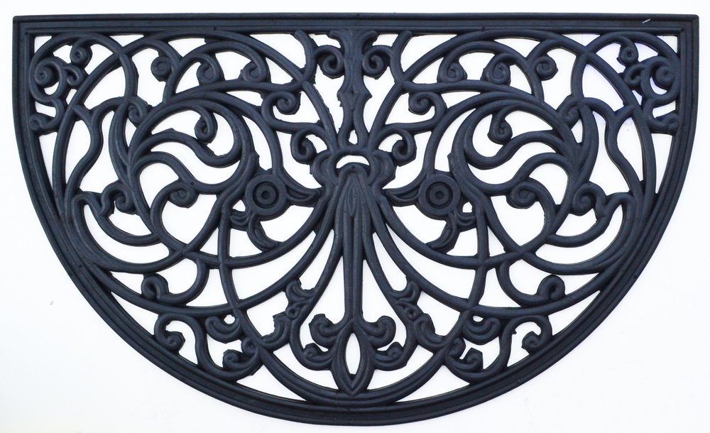 18" X 30" Black Rubber Outdoor Semi Circle Door Mat