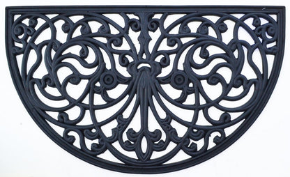 18" X 30" Black Rubber Outdoor Semi Circle Door Mat