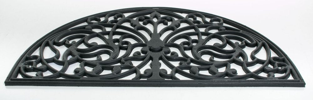 18" X 30" Black Rubber Outdoor Semi Circle Door Mat