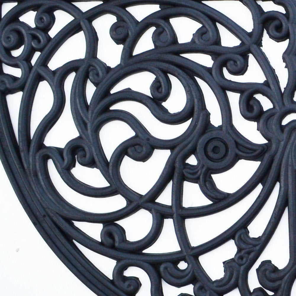 18" X 30" Black Rubber Outdoor Semi Circle Door Mat