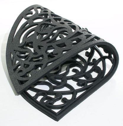 18" X 30" Black Rubber Outdoor Semi Circle Door Mat