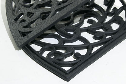 18" X 30" Black Rubber Outdoor Semi Circle Door Mat