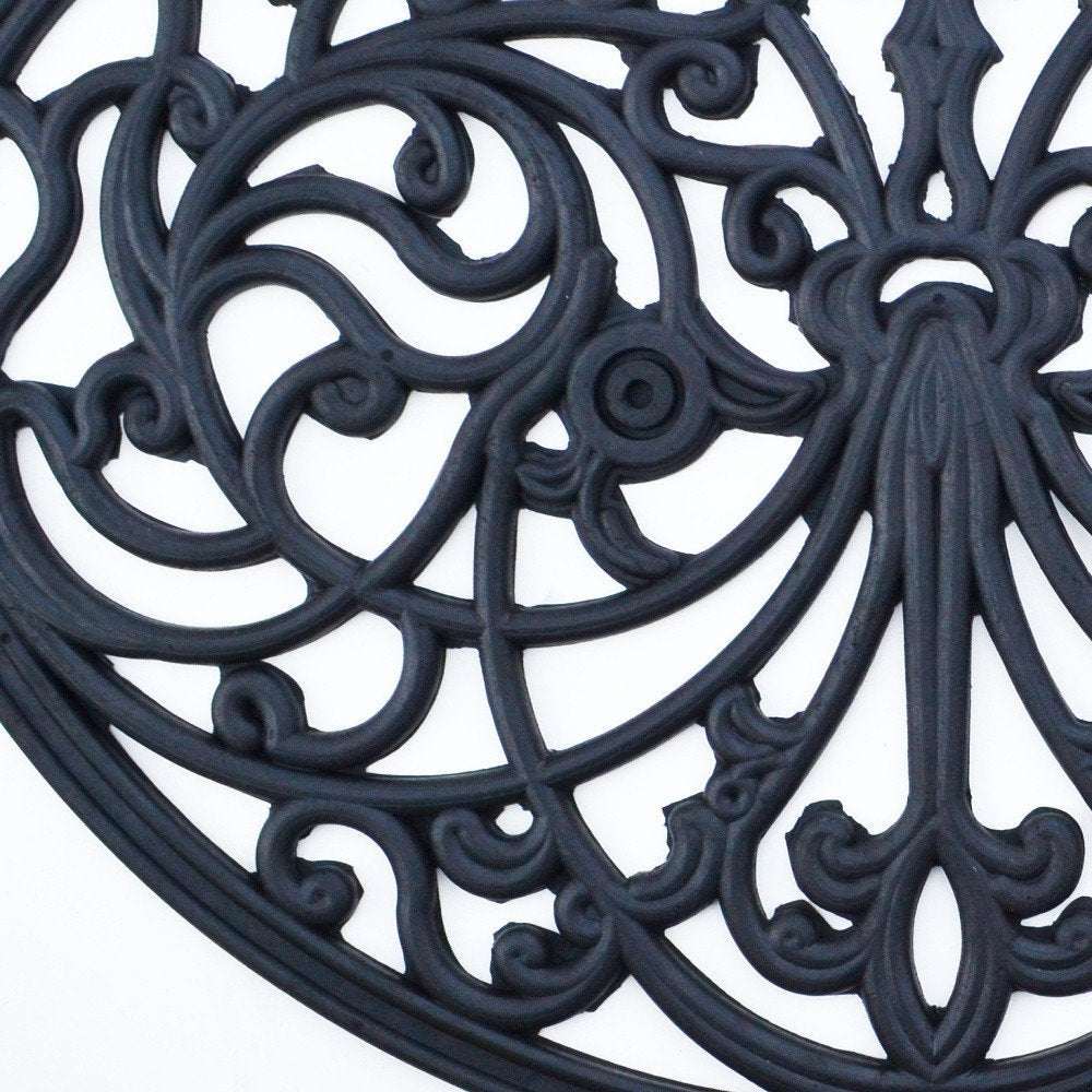 18" X 30" Black Rubber Outdoor Semi Circle Door Mat