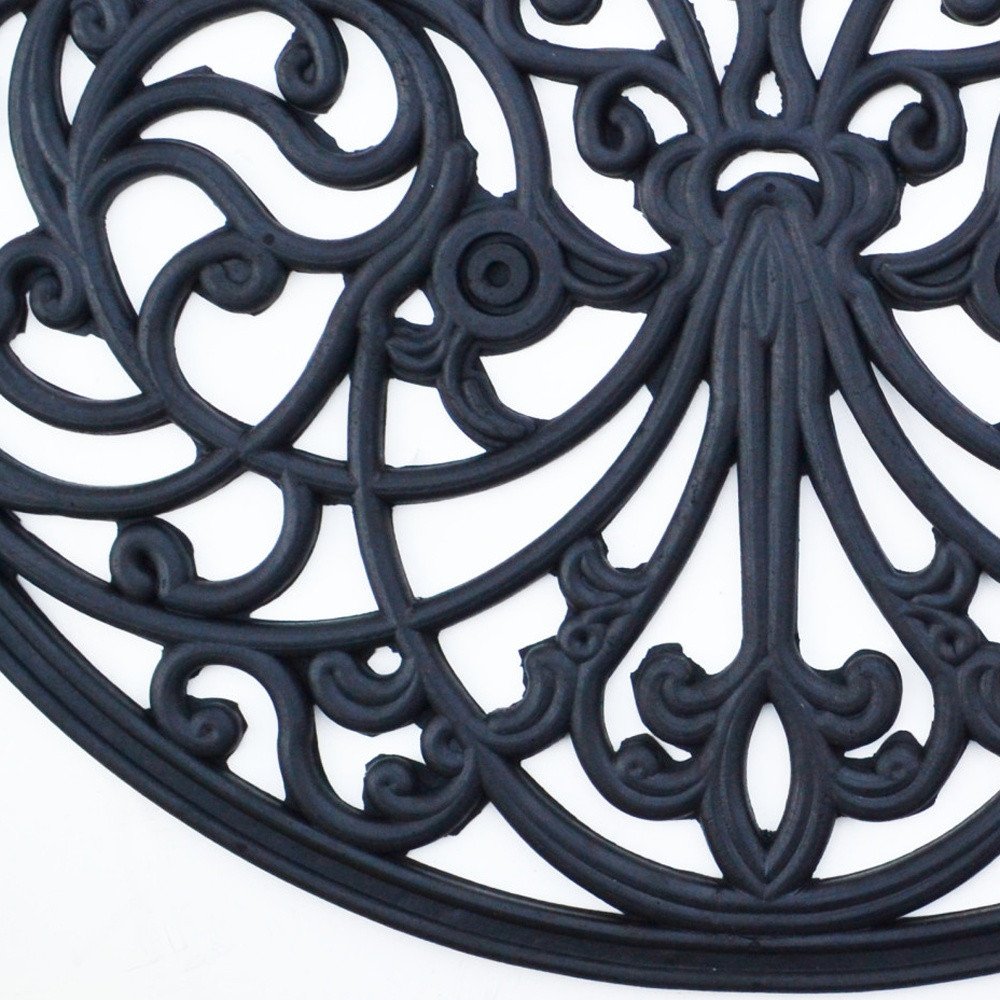 18" X 30" Black Rubber Outdoor Semi Circle Door Mat