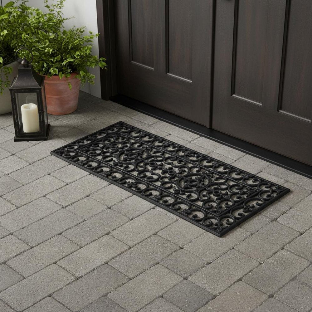 18" X 47" Black Rubber Outdoor Door Mat
