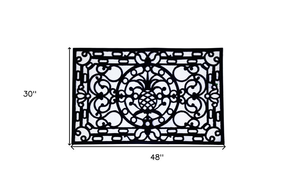 30" X 48" Black Rubber Pineapple Outdoor Door Mat