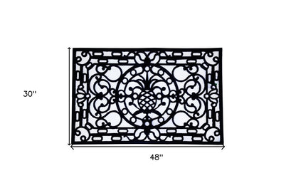 30" X 48" Black Rubber Pineapple Outdoor Door Mat