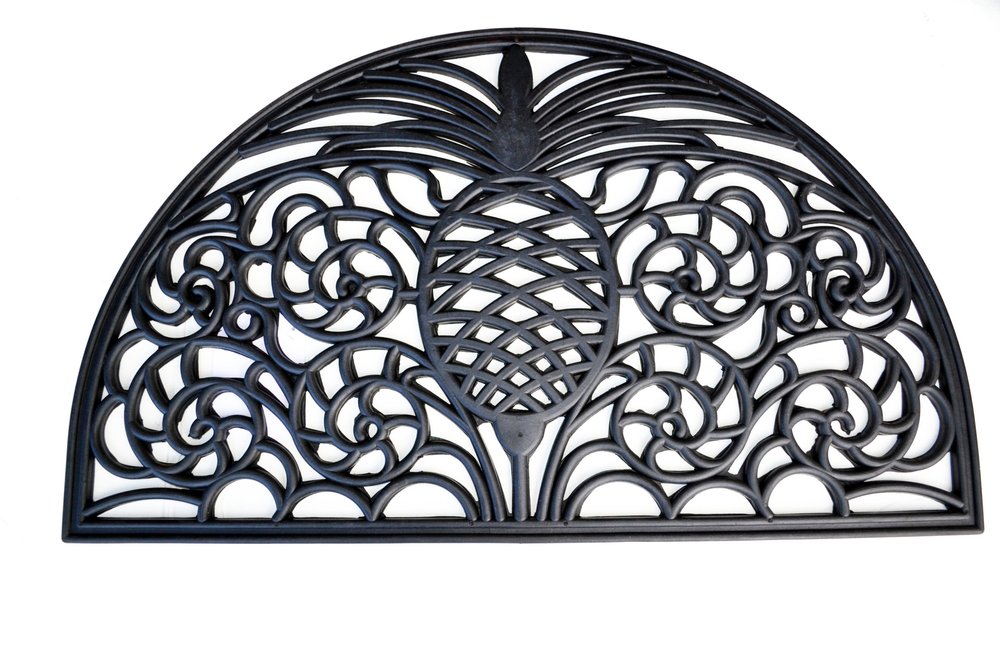 18" X 30" Black Rubber Pineapple Outdoor Semi Circle Door Mat