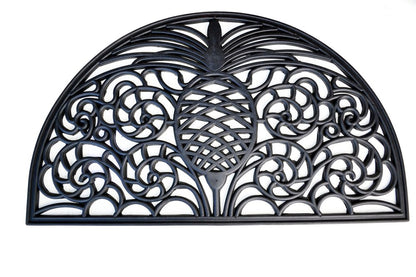 18" X 30" Black Rubber Pineapple Outdoor Semi Circle Door Mat