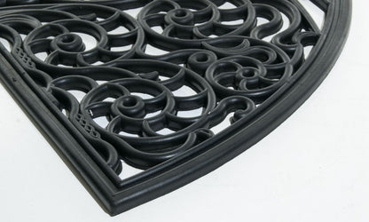 18" X 30" Black Rubber Pineapple Outdoor Semi Circle Door Mat
