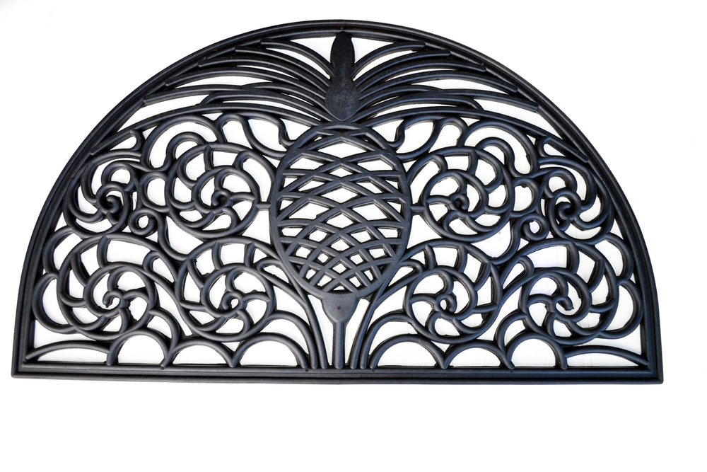 18" X 30" Black Rubber Pineapple Outdoor Semi Circle Door Mat