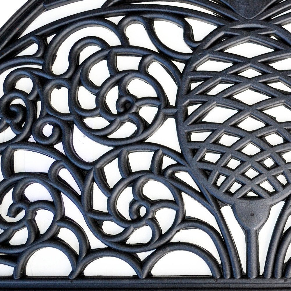 18" X 30" Black Rubber Pineapple Outdoor Semi Circle Door Mat