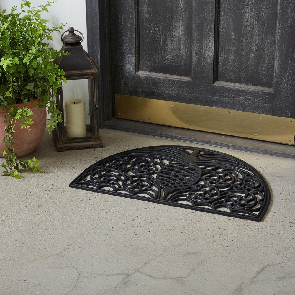 18" X 30" Black Rubber Pineapple Outdoor Semi Circle Door Mat
