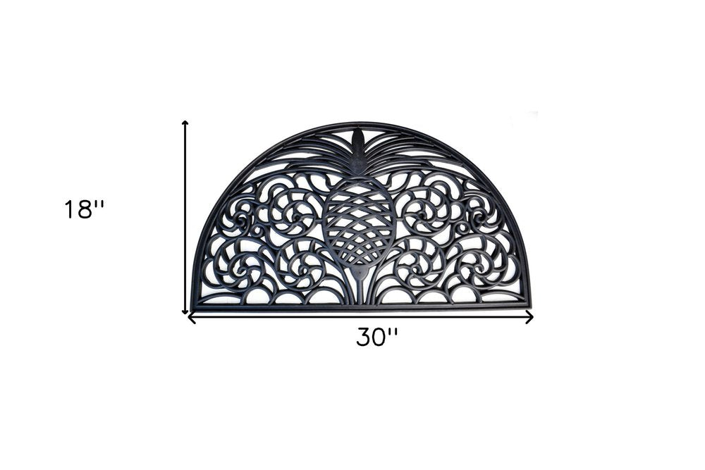 18" X 30" Black Rubber Pineapple Outdoor Semi Circle Door Mat