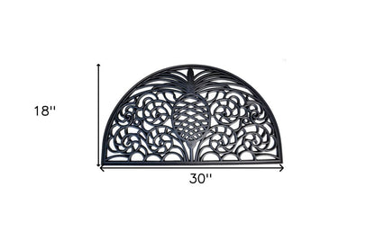 18" X 30" Black Rubber Pineapple Outdoor Semi Circle Door Mat