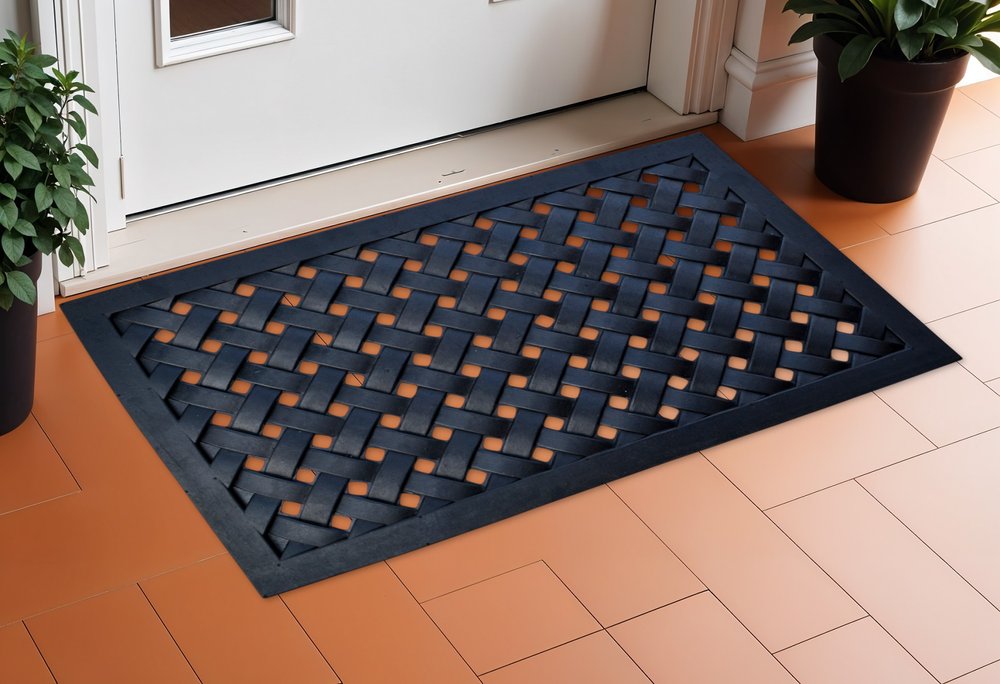 18" X 30" Black Rubber Outdoor Door Mat