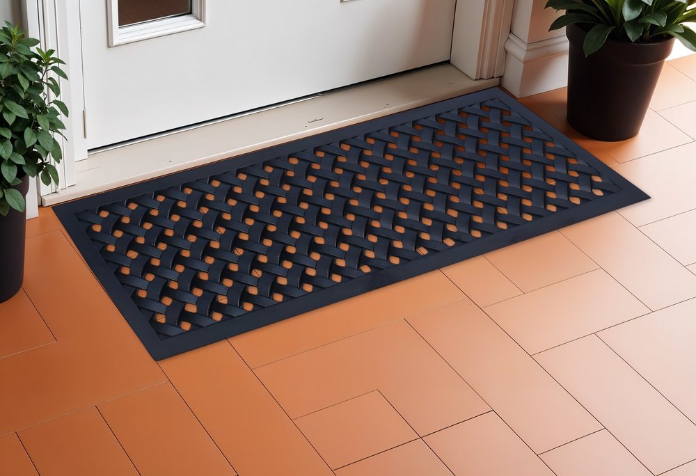 18" X 47" Black Rubber Outdoor Door Mat