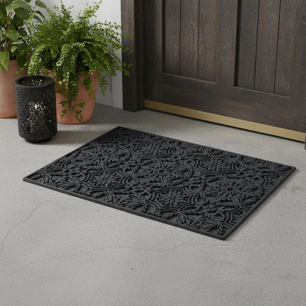 16" X 24" Black Rubber Outdoor Door Mat