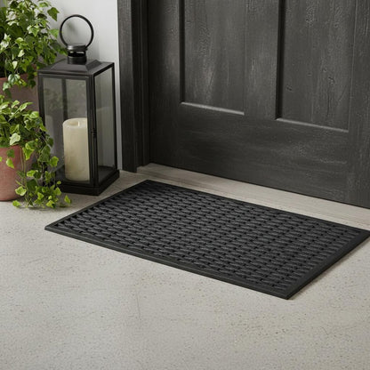 18" X 30" Black Rubber Outdoor Door Mat