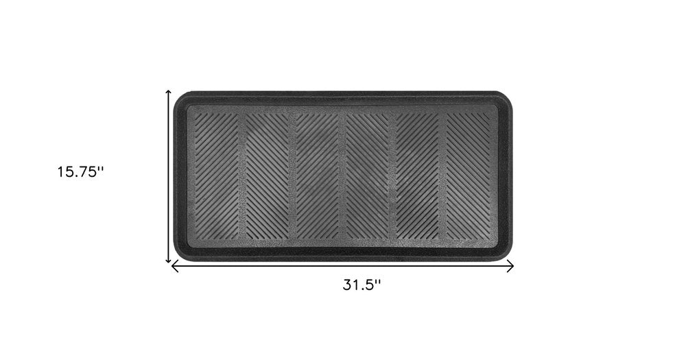 16" X 32" Black Rubber Outdoor Boot Tray