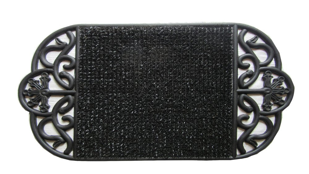 18" X 29" Black Rubber Outdoor Oval Door Mat