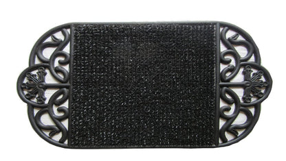 18" X 29" Black Rubber Outdoor Oval Door Mat