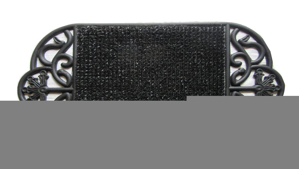 18" X 29" Black Rubber Outdoor Oval Door Mat
