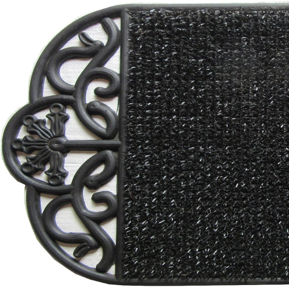 18" X 29" Black Rubber Outdoor Oval Door Mat