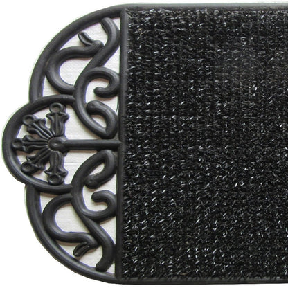 18" X 29" Black Rubber Outdoor Oval Door Mat